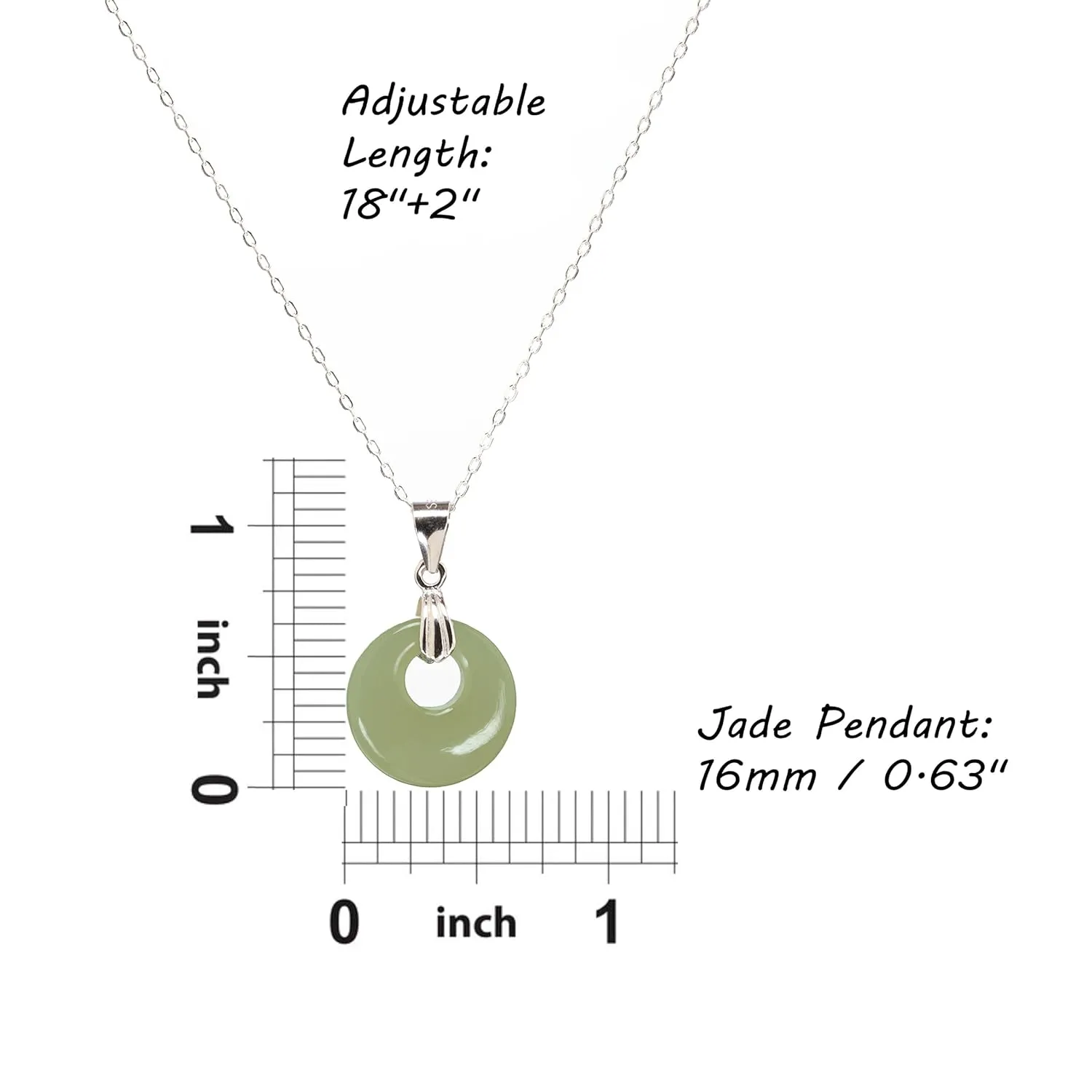 Lucky Green Jade Pendants Silver Necklace Jewelry for Women Handmade Genuine Hetian Jade 925 Sterling Silver Simple Classic Style Bring Good Fortune Great Gift for Her