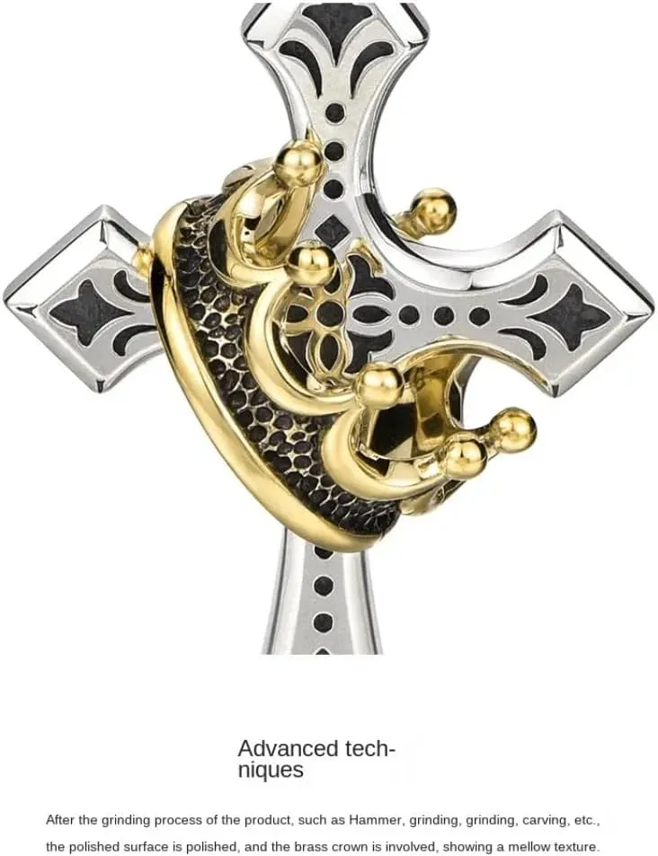 Mai & Claire 925 Sterling Silver Crown Cross Necklace For Women And Men - Retro Crucifix Of Thorns Pendant, Jesus Christ Cross Chain With Diadem
