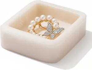 Marble Ring Holder, Irregular Square Jewelry Dish Tray, Ring Holder for Women, Monthers Day Gifts Small Ring Dish(Natural White)