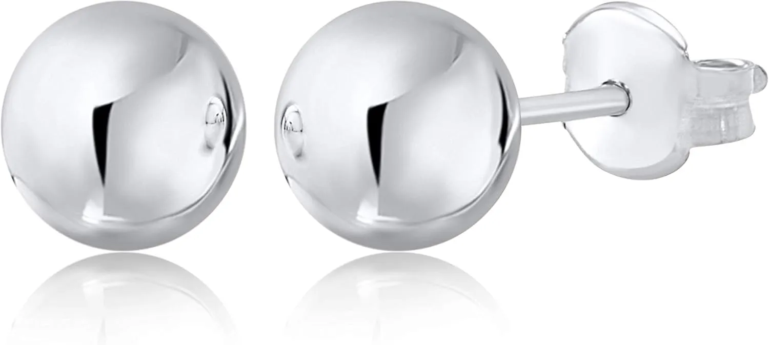 MASSETE Gold Ball Stud Earrings for Women and Girls | 10k, 14k | White Yellow or Rose Gold | 5mm -12mm | Nickel Free