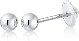 MASSETE Gold Ball Stud Earrings for Women and Girls Screwback | 10k, 14k, 18k | White Yellow or Rose Gold | 3mm 4mm 5mm | Nickel Free