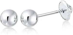 MASSETE Gold Ball Stud Earrings for Women and Girls Screwback | 10k, 14k, 18k | White Yellow or Rose Gold | 3mm 4mm 5mm | Nickel Free