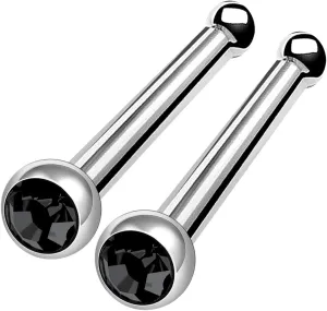 MATIGA 2Pcs Surgical Steel 18 gauge 9/32 7mm nose stud earrings bone Piercing Jewelry 2mm round top Crystal More Choices