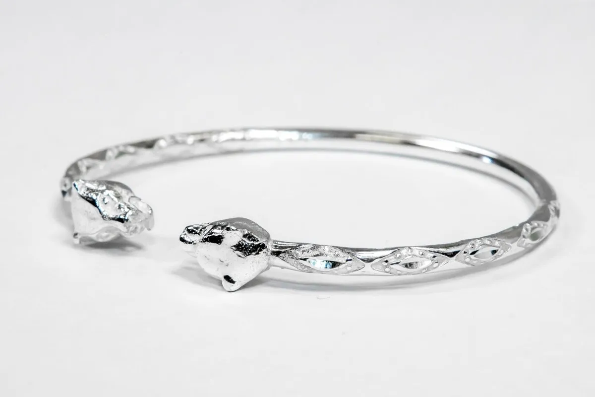Medium Panther Heads Bangle with Diamante Pattern