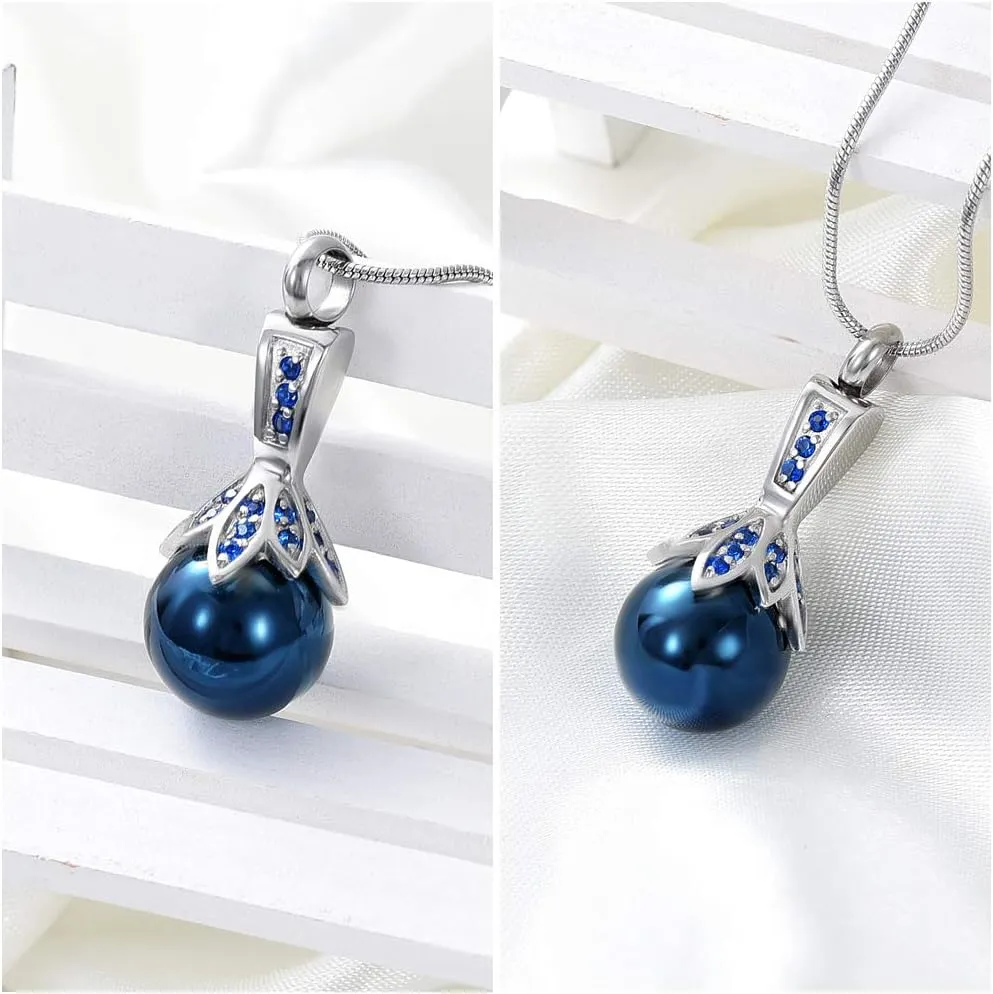 Memorial Jewelry Pearl Urn Necklace - Cremation Ashes Holder Keepsake for Women