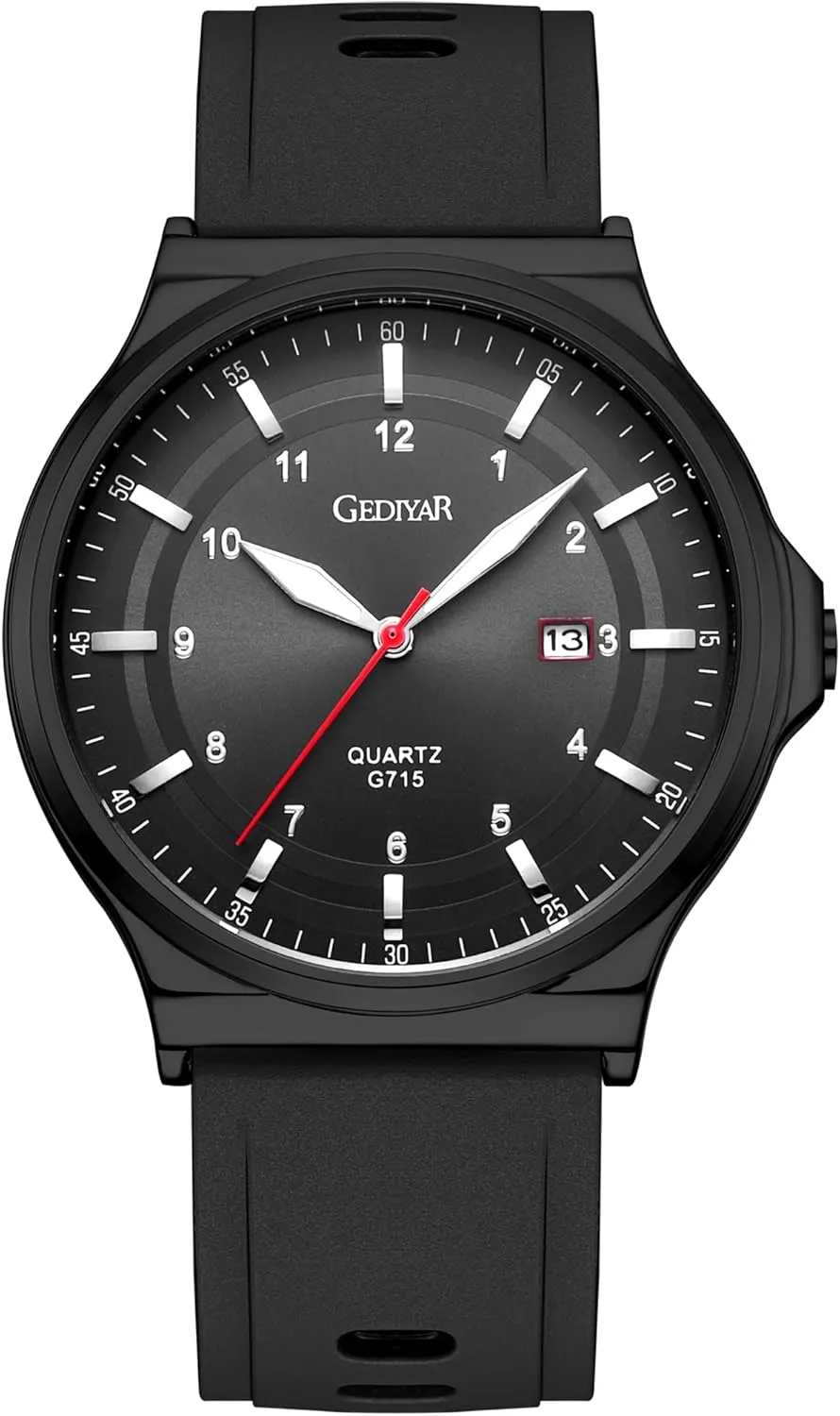 Men's Silicone Analog Quartz Watch, Easy Read Fashion Business Dress Casual Sport, Waterproof, Date Calendar, Wrist Watch for Men