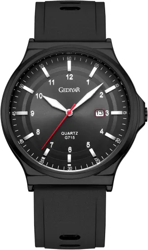 Men's Silicone Analog Quartz Watch, Easy Read Fashion Business Dress Casual Sport, Waterproof, Date Calendar, Wrist Watch for Men