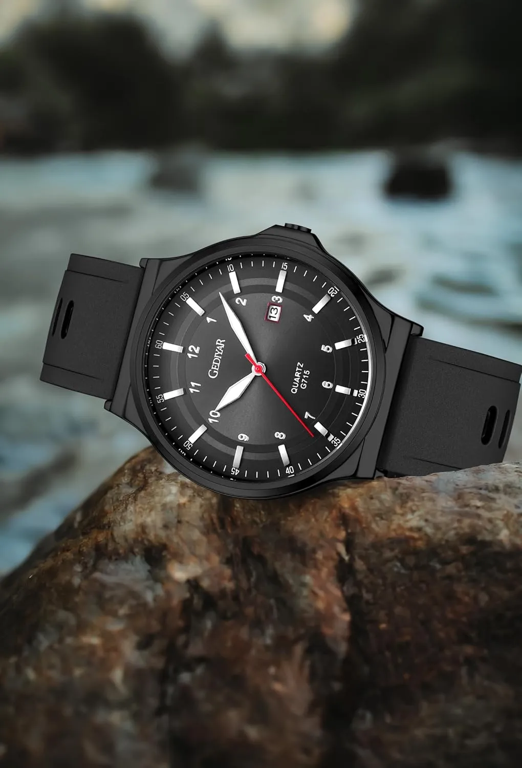 Men's Silicone Analog Quartz Watch, Easy Read Fashion Business Dress Casual Sport, Waterproof, Date Calendar, Wrist Watch for Men