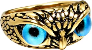 Men's Women's Vintage Animal Owl Head Gothic Biker Gemstone Ring