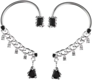 Metal Ear Cuff Wrap 2pcs Ear Crawlers Non-piercing Cartilage Clip Earrings for Women Punk Style Jewelry