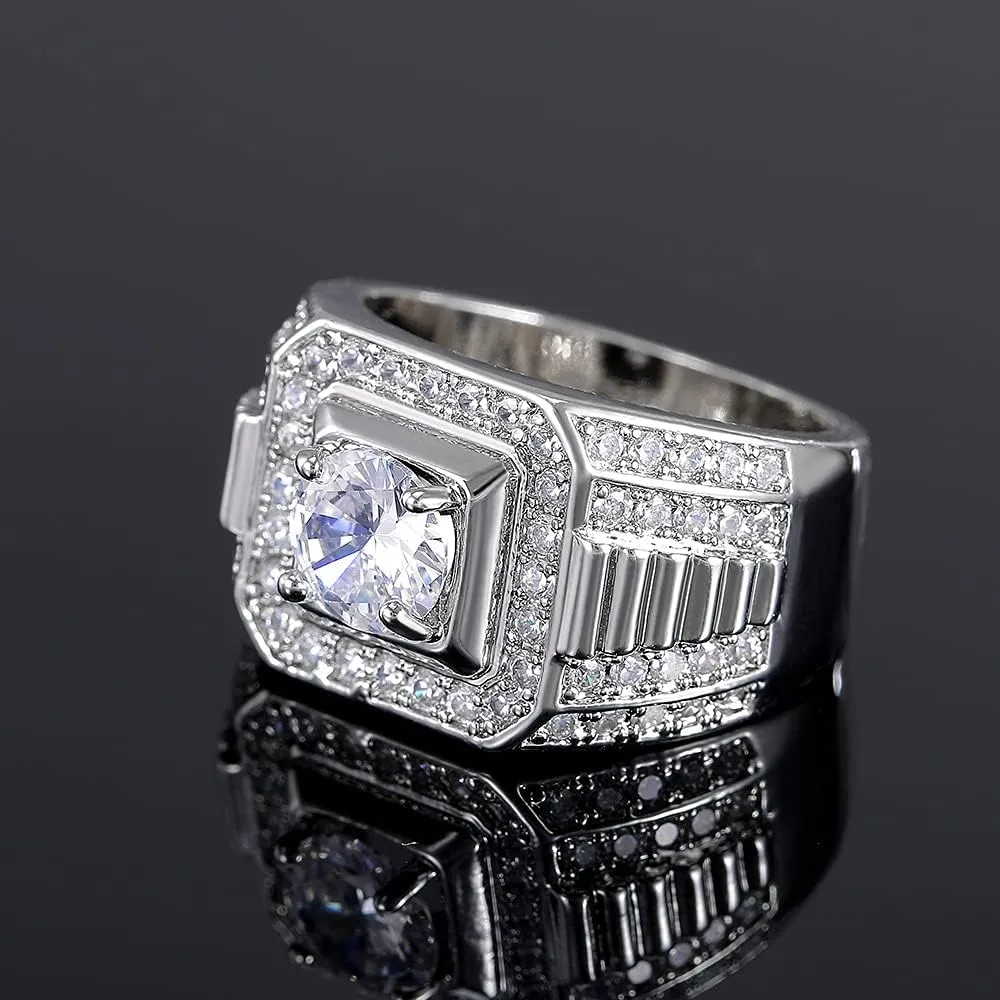 Metmejiao Moissanite Engagement Rings Men's Wedding Band 925 Sterling Silver 14K /White Gold Plated Promise Ring for Men Gold Diamond Ring Iced Out Anniversary Jewelry Gifts 9
