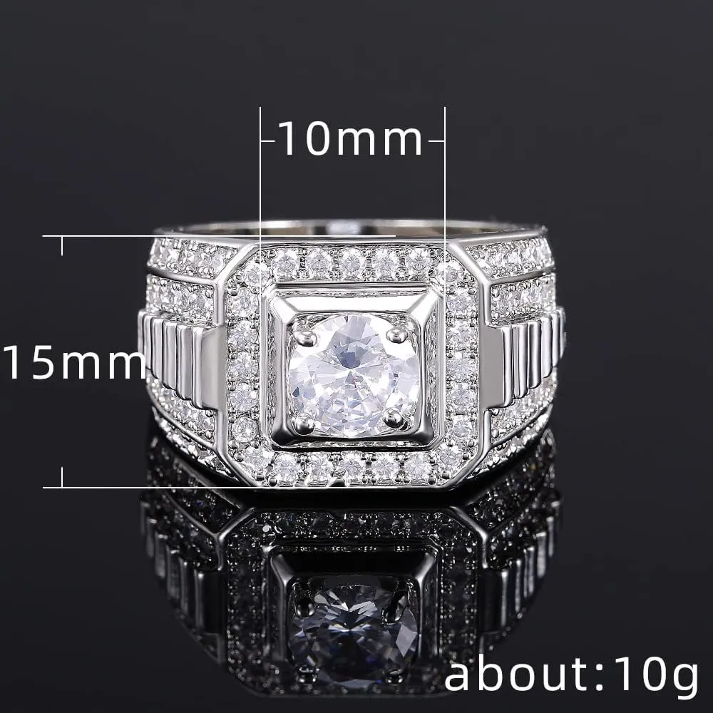 Metmejiao Moissanite Engagement Rings Men's Wedding Band 925 Sterling Silver 14K /White Gold Plated Promise Ring for Men Gold Diamond Ring Iced Out Anniversary Jewelry Gifts 9
