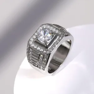 Metmejiao Moissanite Engagement Rings Men's Wedding Band 925 Sterling Silver 14K /White Gold Plated Promise Ring for Men Gold Diamond Ring Iced Out Anniversary Jewelry Gifts 9