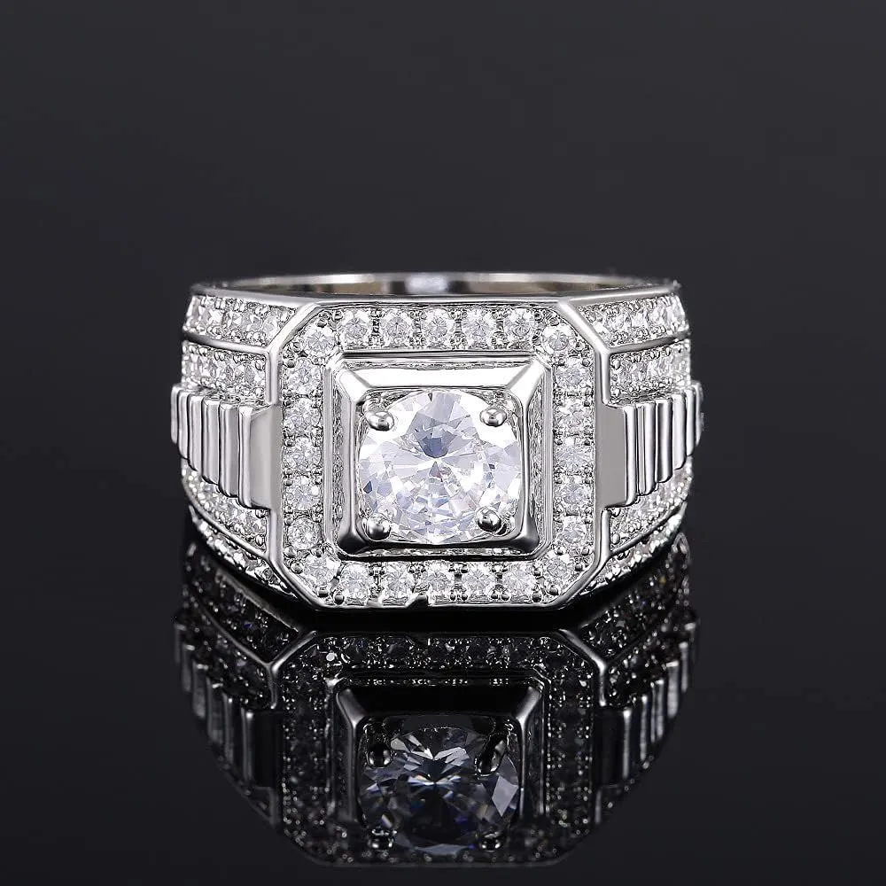 Metmejiao Moissanite Engagement Rings Men's Wedding Band 925 Sterling Silver 14K /White Gold Plated Promise Ring for Men Gold Diamond Ring Iced Out Anniversary Jewelry Gifts 9