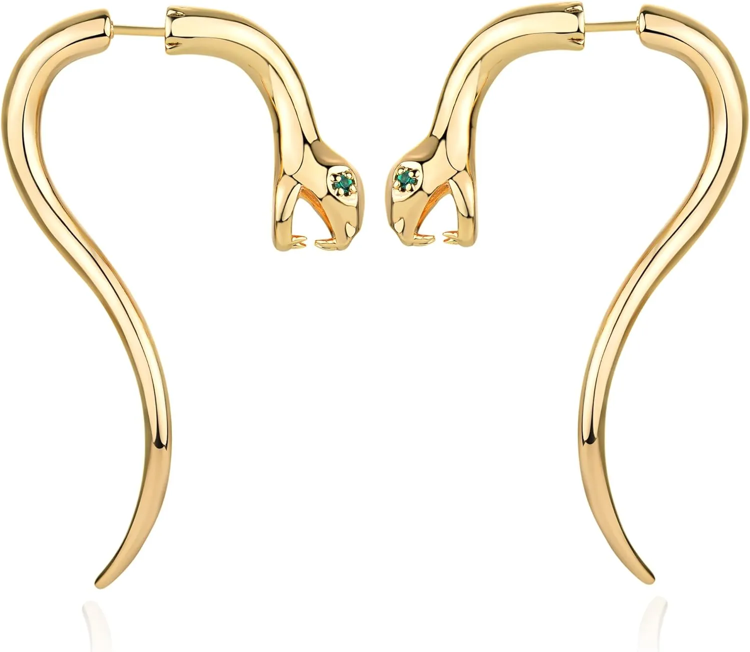 MEVECCO Dainty Snake Earrings Studs for Women - 18K Gold Plated Boho Small Tiny Minimalist Stud Earrings