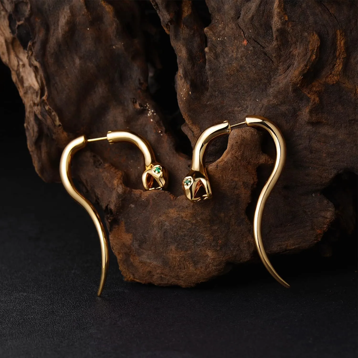 MEVECCO Dainty Snake Earrings Studs for Women - 18K Gold Plated Boho Small Tiny Minimalist Stud Earrings