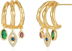 MEVECCO Gold Stud Earrings for Women 18K Gold Plated Dainty Earrings Studs Minimalist Cubic Zircon Earrings for Her