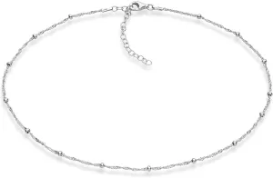 Miabella 925 Sterling Silver, 18K Gold Plated Figaro, Beaded Singapore, Sparkle, Cuban Link Chain, Choker Necklace for Women Made in Italy