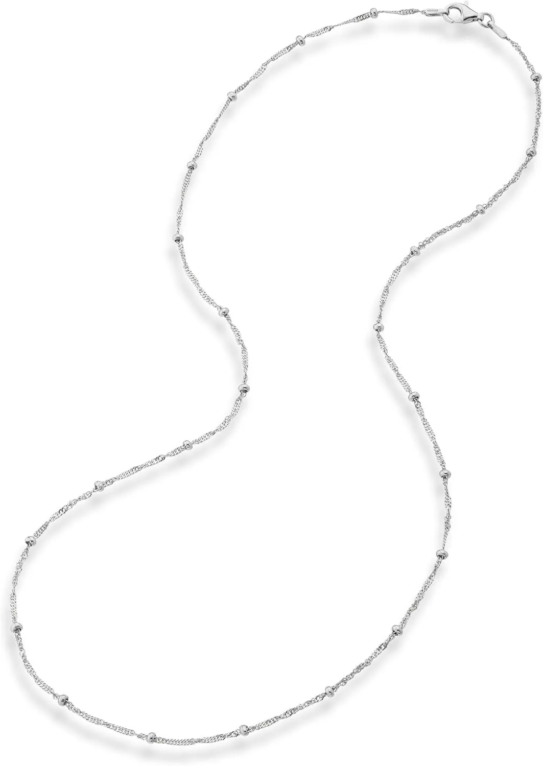 Miabella 925 Sterling Silver, 18K Gold Plated Figaro, Beaded Singapore, Sparkle, Cuban Link Chain, Choker Necklace for Women Made in Italy