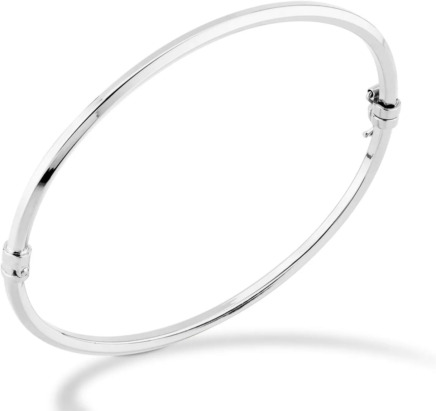 Miabella 925 Sterling Silver Italian Oval Hinged Bangle Bracelet for Women/Made in Italy