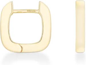 Miabella Italian 925 Sterling Silver or 18K Gold Plated 2.5mm Square Lightweight Small Huggie Hoop Earrings for Women/Made in Italy