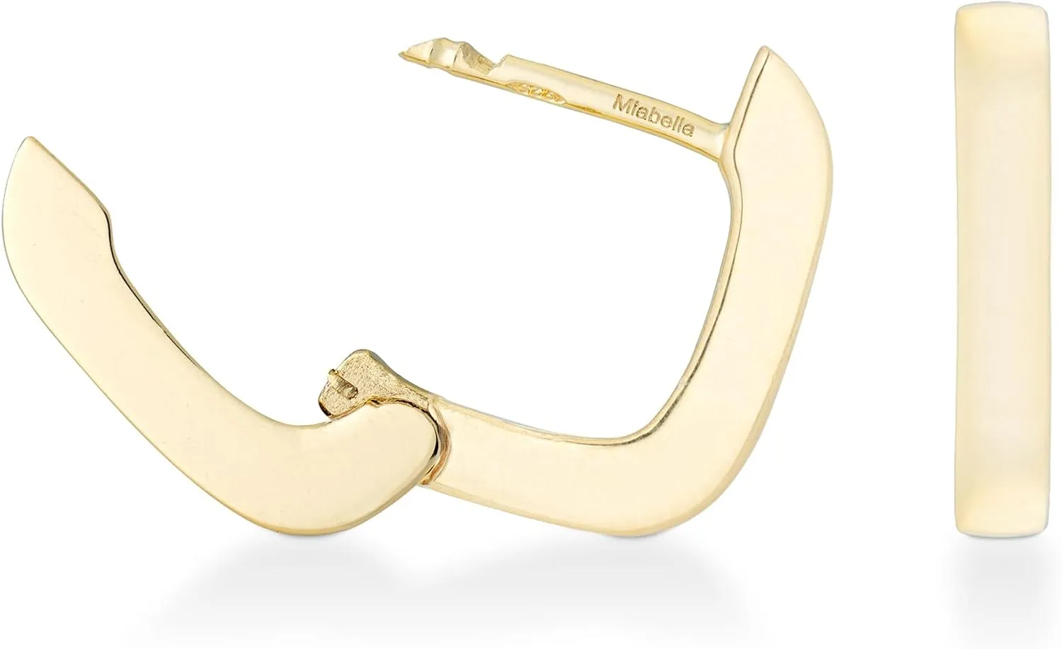 Miabella Italian 925 Sterling Silver or 18K Gold Plated 2.5mm Square Lightweight Small Huggie Hoop Earrings for Women/Made in Italy