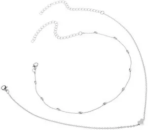 MileHouse Fashion Pendant Necklace for Women,Simple Double Layers Chain Heart Pendant Necklace Choker Jewelry - Silver