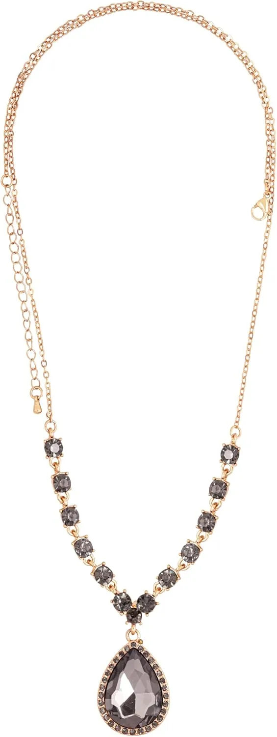 MINACHI Medieval Vintage Sparkle Shiny Rhinestone Pendant Necklace, Royal Temperament Holidays Christmas Jewelry for Women