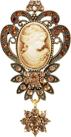 MINACHI Vintage Victorian Design Queen's Cameo Antique Brooch Pin, Gold-Toned, Women's Jewelry Gift