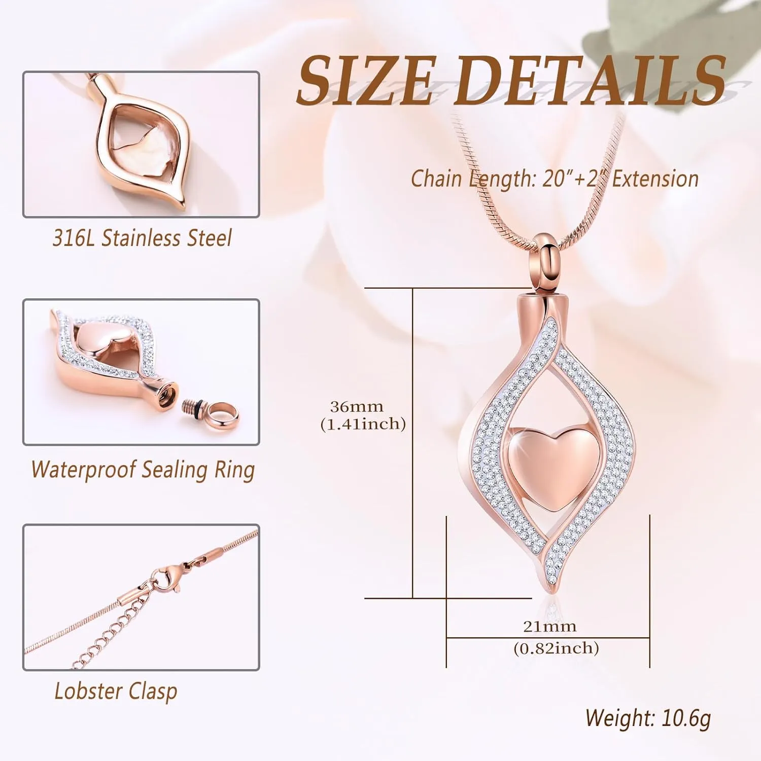 Minicremation Cremation Jewelry for Ashes Eye of My Heart Urn Necklace Pendants Ashes for Women Men Keepsake Memorial Urn Necklace for Pet Human