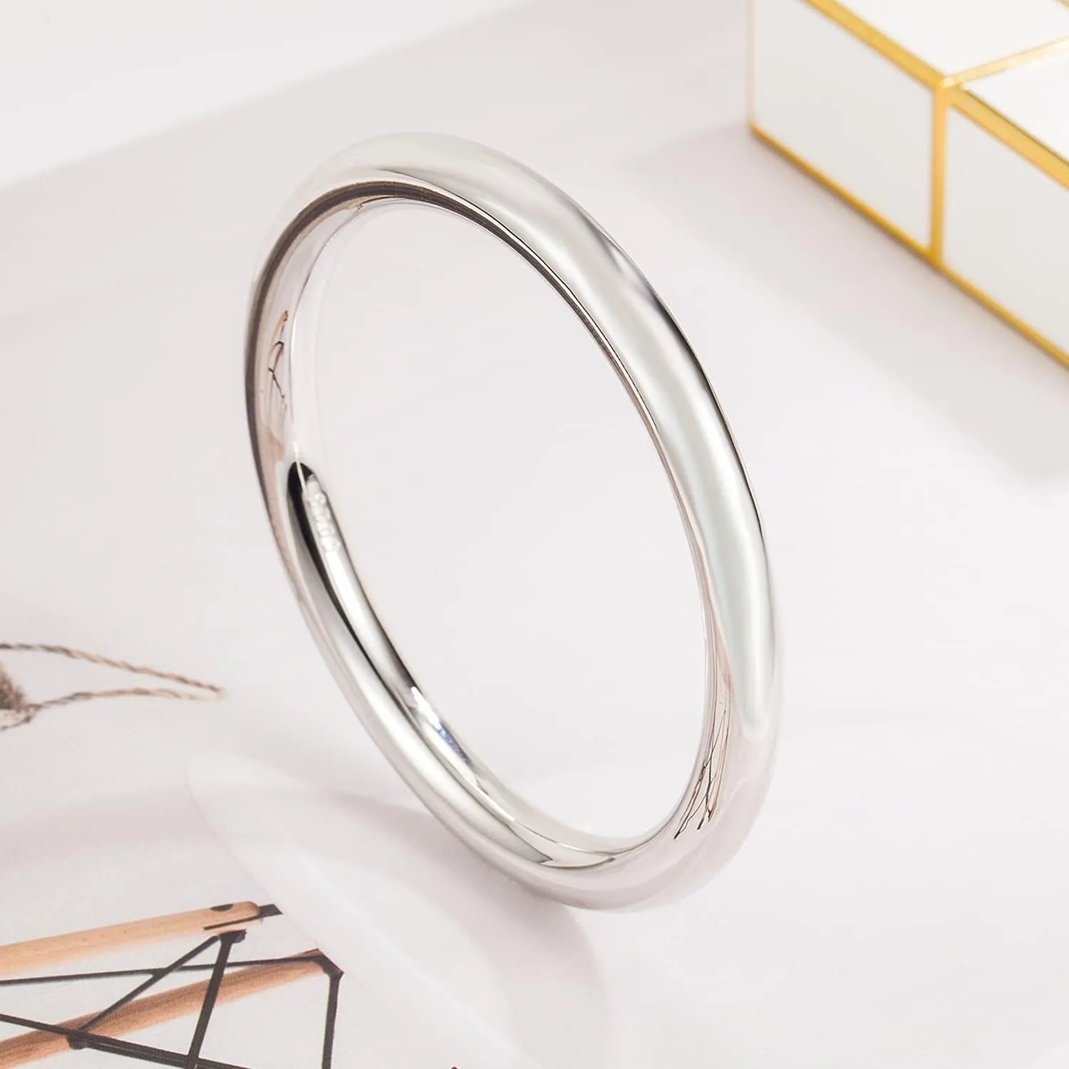 Minimalism Women Men 925 Sterling Silver Bracelet Width 7-8MM Diameter 60-65 mm Solid Smooth On Bangle Cuff Fashion Fine Jewelry Gifts
