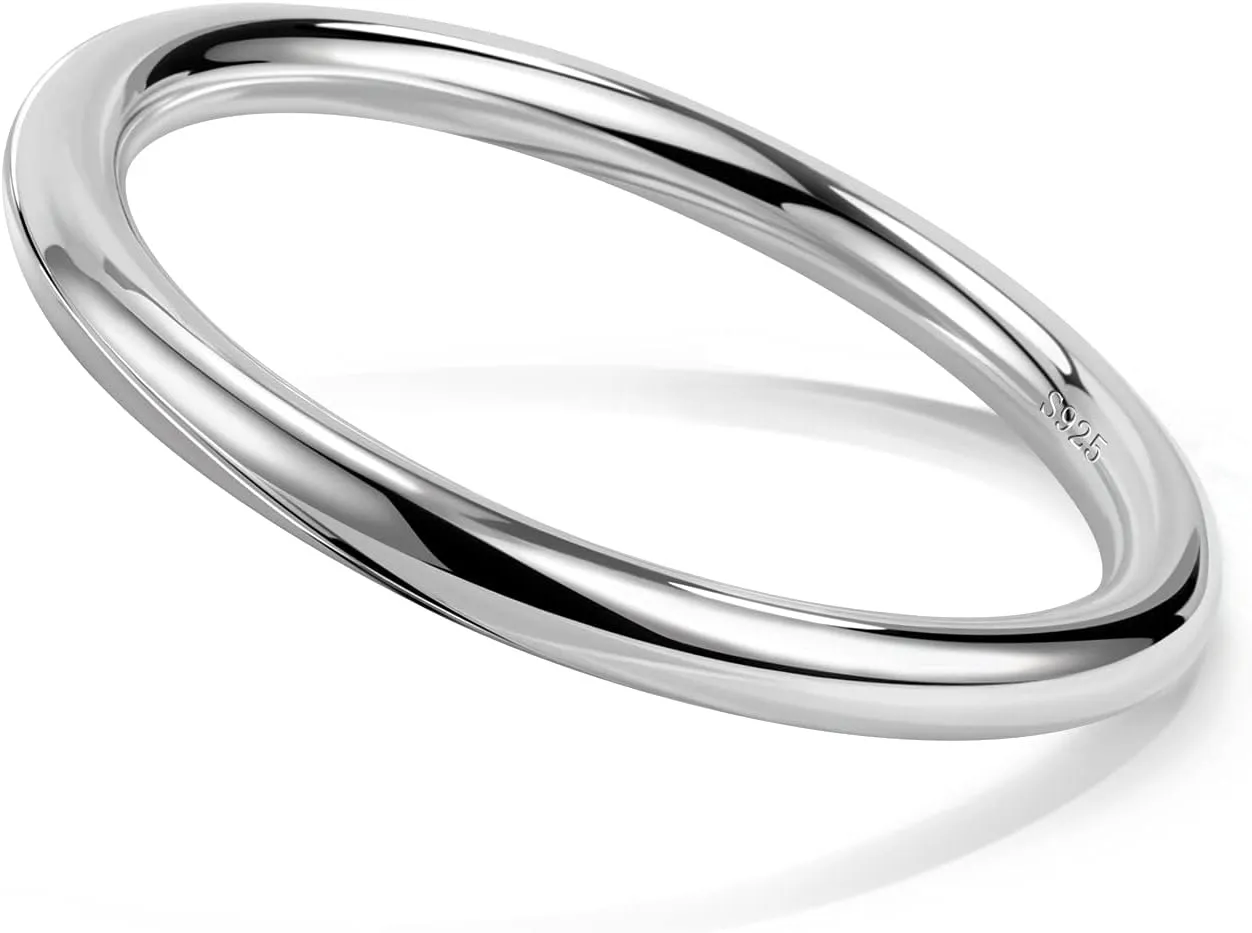 Minimalism Women Men 925 Sterling Silver Bracelet Width 7-8MM Diameter 60-65 mm Solid Smooth On Bangle Cuff Fashion Fine Jewelry Gifts