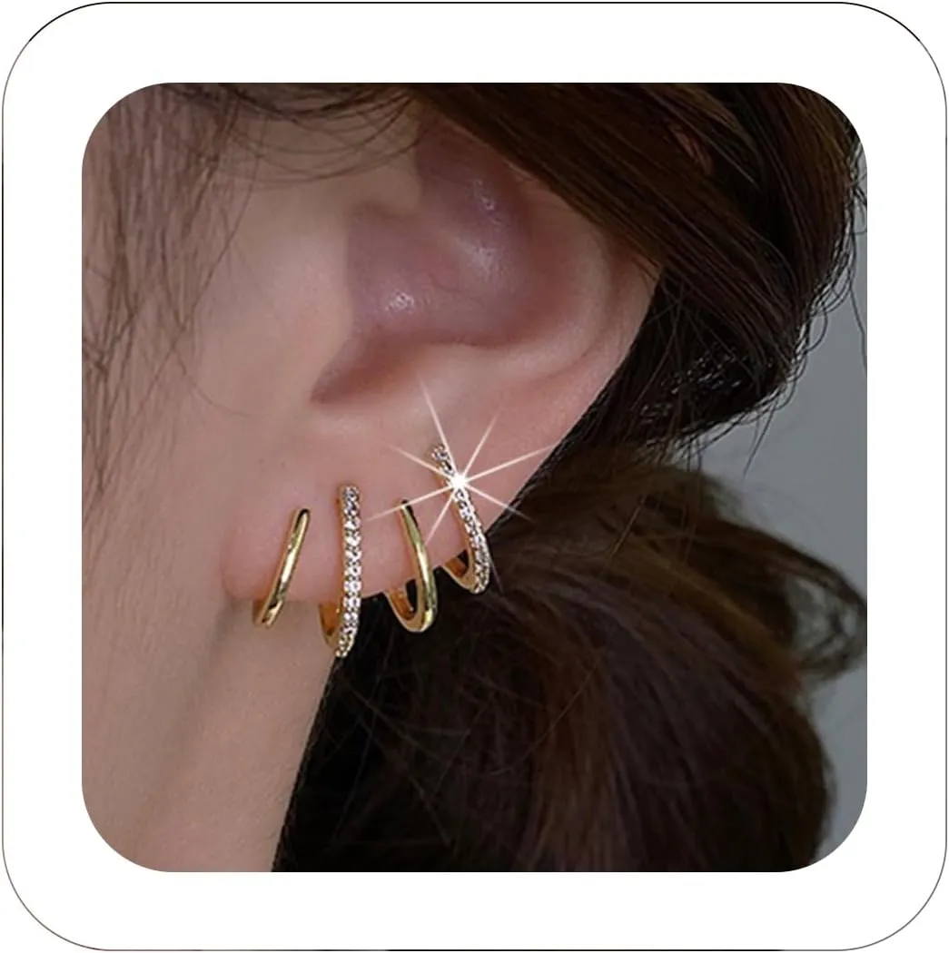 Minimalist Claw Earrings Tiny Trendy Claw Cubic Zirconia Claw Ear Cuffs Wraps Earrings Dainty Gold Half Hoop Cartilage Piercing Stud Earrings Jewelry Gift for Womens