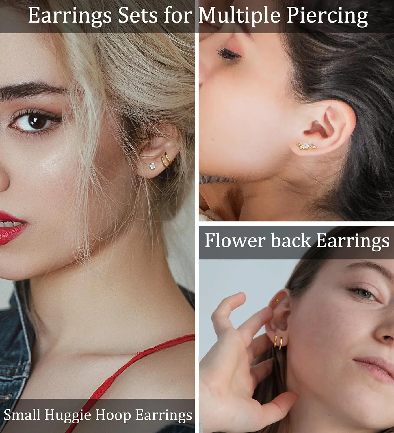 MJust Hypoallergenic Surgical Steel Earrings for Women & Men Flat Back Studs & Hoops Earrings Set for Sensitive Ears, Screwback Earrings for Cartilage