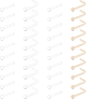 MODRSA Mix Set Clear Piercing Retainers Septum Retainer Nose Studs Flexible Lip Ear Nose Tongue Rings Nipplering Cartilage Rook Daith Earrings Horseshoe Plastic Industrial Piercing Retainer for Work