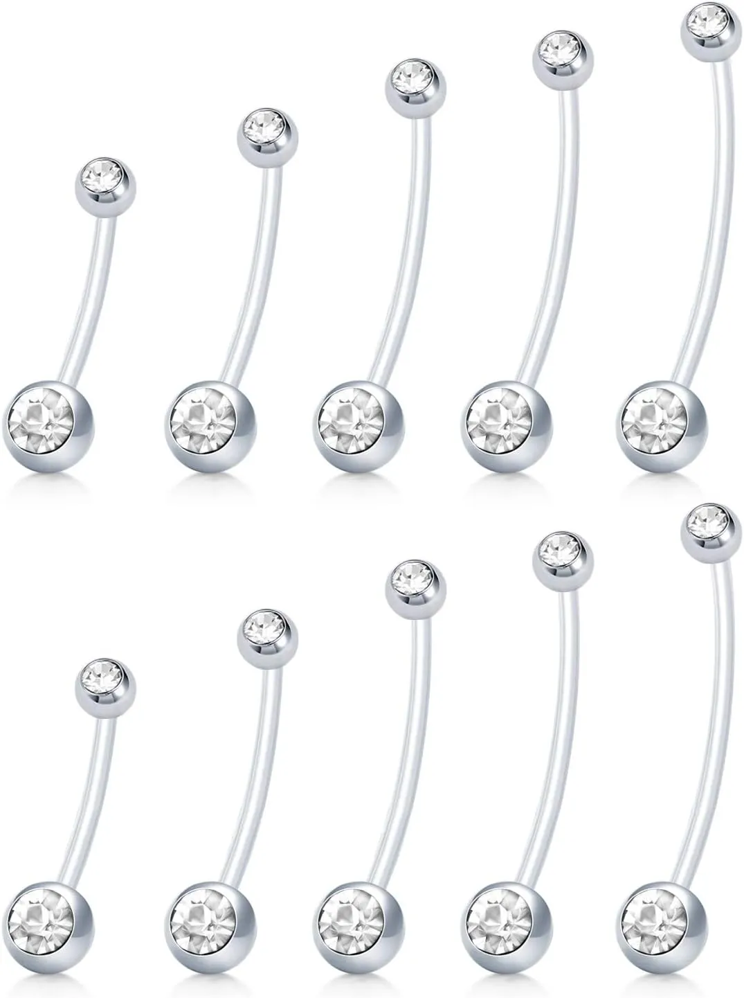 MODRSA Pregnancy Belly Button Rings Long Bar 38mm Sport Maternity Flexible Bioplast Clear Navel Belly Rings Piercing Retainer for Pregnant Women Mix Style