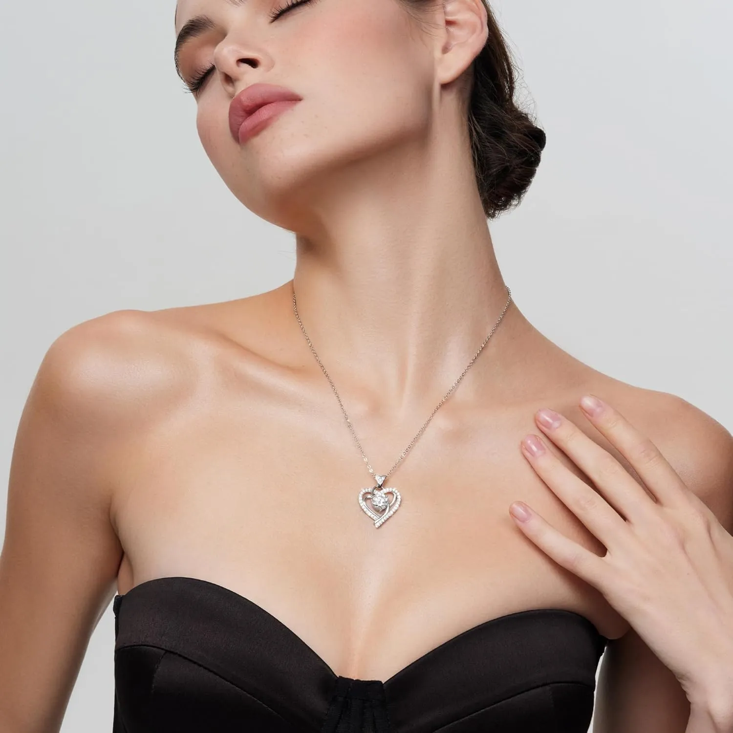 Moissanite Necklace for Women, Heart Talisman, 1-3 Carat Heart Pendant Sterling Silver Necklace, Anniversary Eternity Jewelry Gifts for Her & Birthday Gift for Wife, Women, Girlfriend, Mom