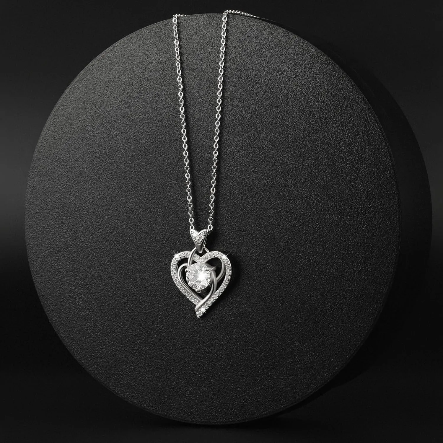 Moissanite Necklace for Women, Heart Talisman, 1-3 Carat Heart Pendant Sterling Silver Necklace, Anniversary Eternity Jewelry Gifts for Her & Birthday Gift for Wife, Women, Girlfriend, Mom
