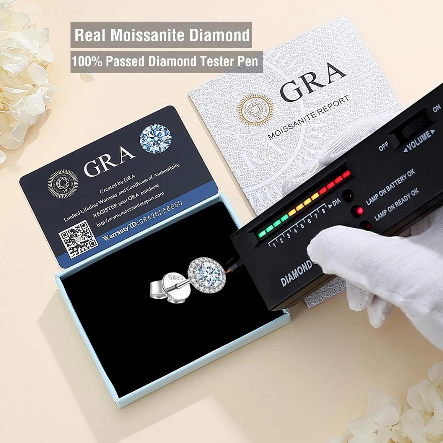 Moissanite Stud Earrings for Women, 925 Sterling Silver 1-2Carat Moissanite D Color Stud Earrings Perfect Jewelry Gifts