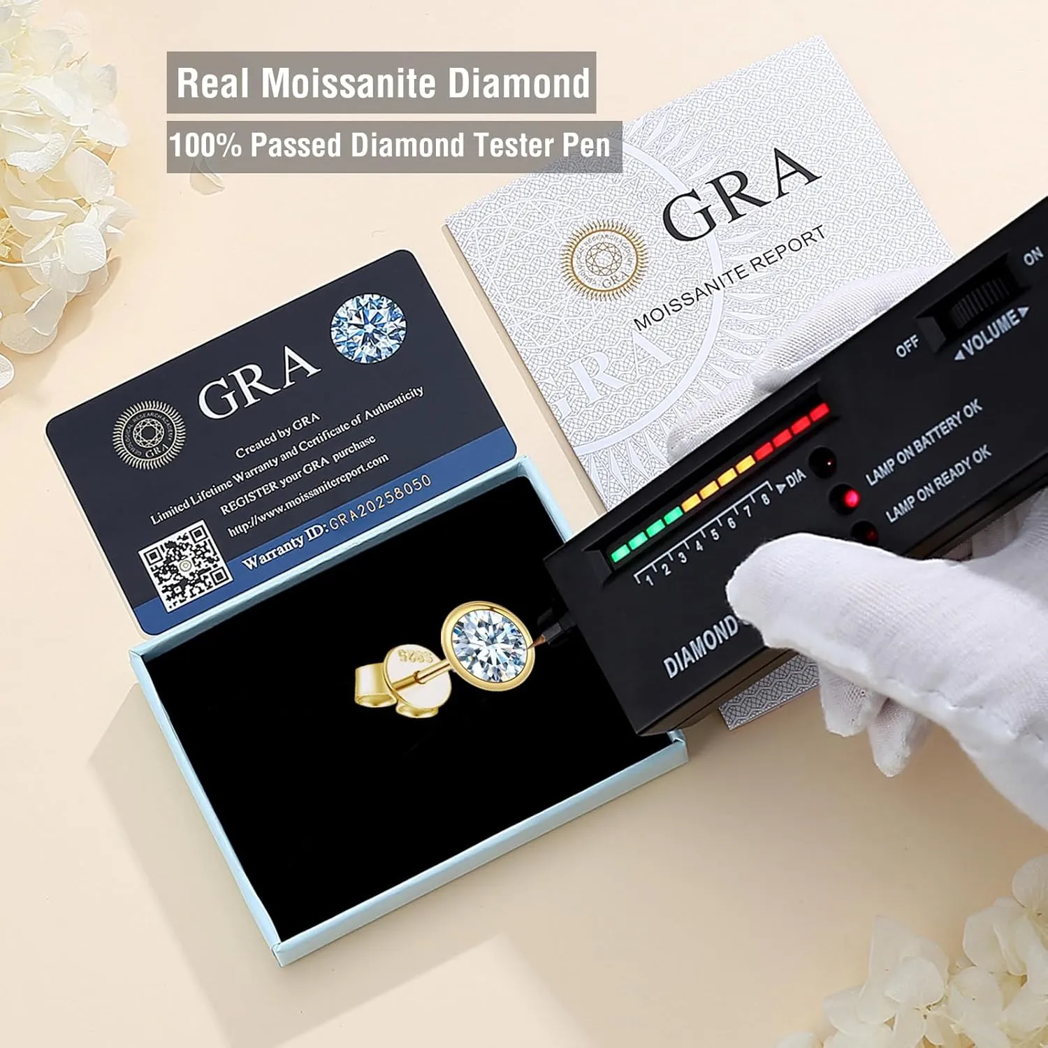 Moissanite Stud Earrings for Women,Sterling Silver Bezel Set 1-2 Carat Stud Earrigs Jewelry Gifts For Christmas Bithday