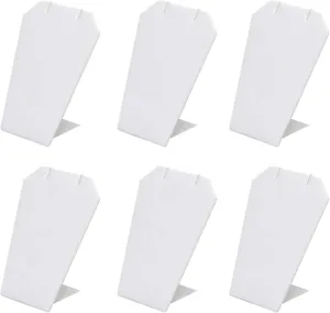 MOOCA 6 Pcs Set Mini White Faux Leather Earring Stand Necklace Chain and Pendant Display Stand, Mini Jewelry Display Holder Stand, Jewelry Showcase, 3 1/4 in Height