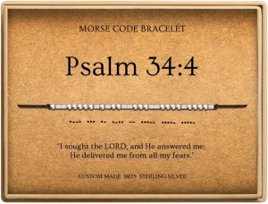 Morse Code Bracelets for Women, Christian Bible Verse Bracelets, Scripture S925 Sterling Silver Inspirational Faith Jewelry, Religious Gifts for Women