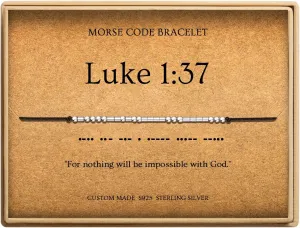 Morse Code Bracelets for Women, Christian Bible Verse Bracelets, Scripture S925 Sterling Silver Inspirational Faith Jewelry, Religious Gifts for Women