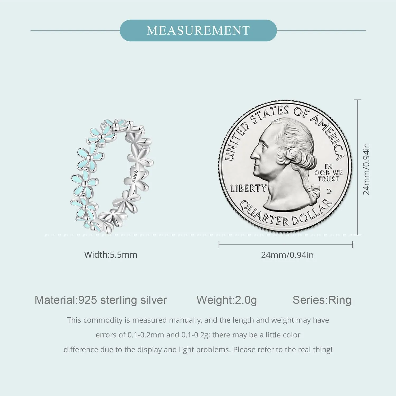 MUNDELL 925 Sterling Silver Dainty Daisy Rings Blue Flower Finger Rings for Women Stacking Promise Rings Fine Jewelry