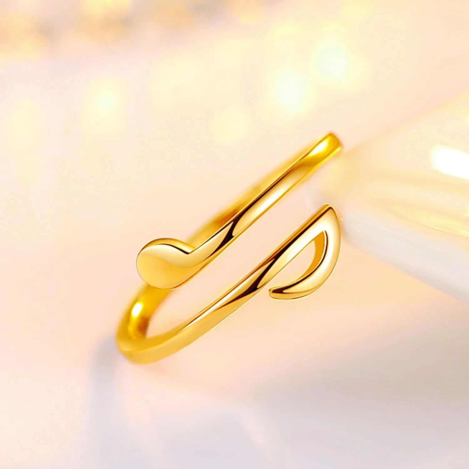 Musical Note Adjustable Rings Silver/18K Gold/Yellow Gold Plated Clef Music Note Open Ring Jewelry Gifts for Music Lover Gold