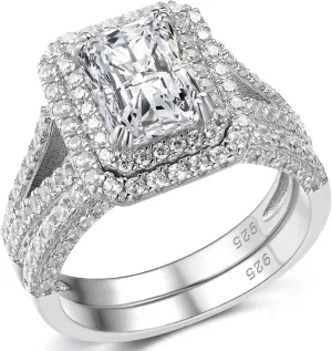 Mutian 1.75Ct Wedding Ring Engagement Ring Set, 14K Gold Plated 925 Sterling Silver Cubic Zirconia Infinite Anniversary Ring, Promise Rings for Her, Size 6-9