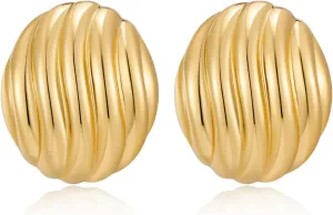 MUYAN Chunky Gold Textured Earrings for Women Trendy Minimalist Large Chunky Studs Fashion Jewelry