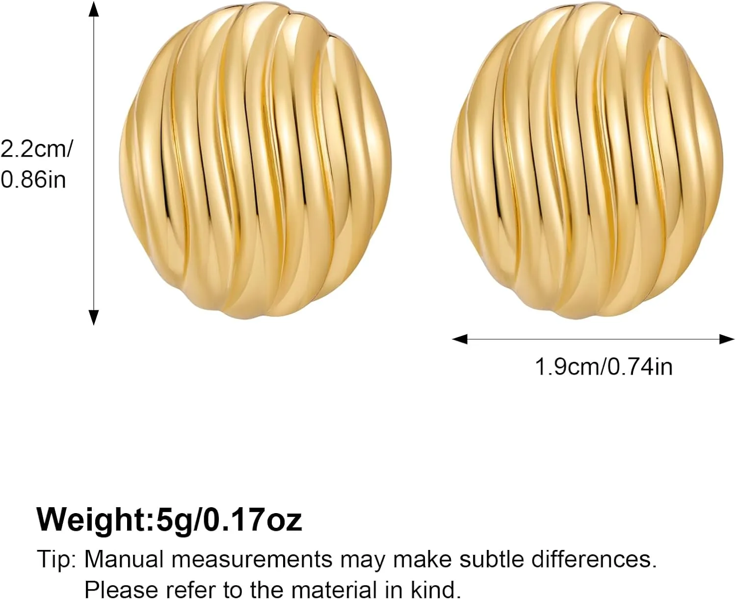 MUYAN Chunky Gold Textured Earrings for Women Trendy Minimalist Large Chunky Studs Fashion Jewelry