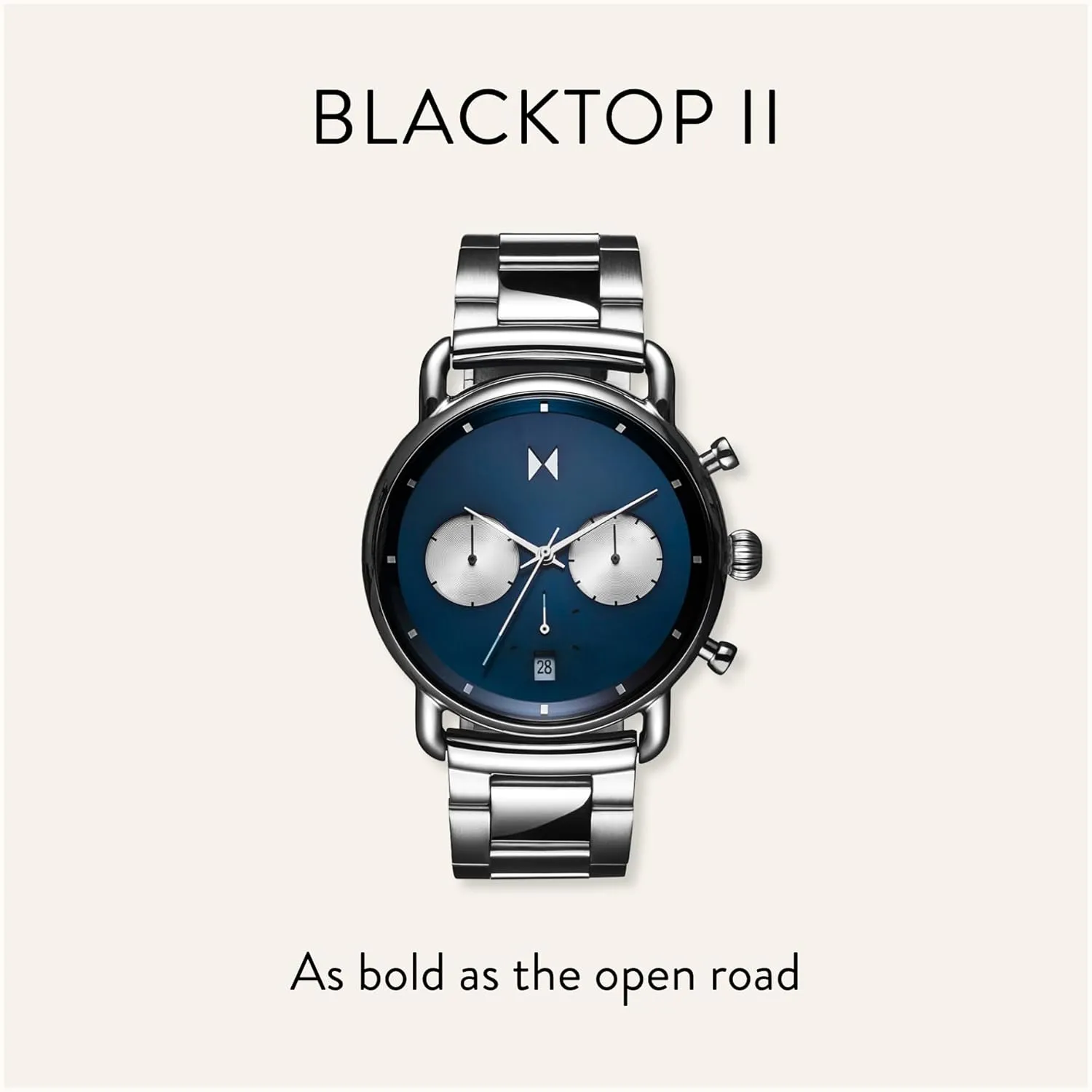 MVMT Blacktop II Analog Watch - Vintage Chronograph - Water-Resistant 5 ATM/50 Meters - Premium Minimalist Men's Watch - Stainless Steel - 42mm & 47mm