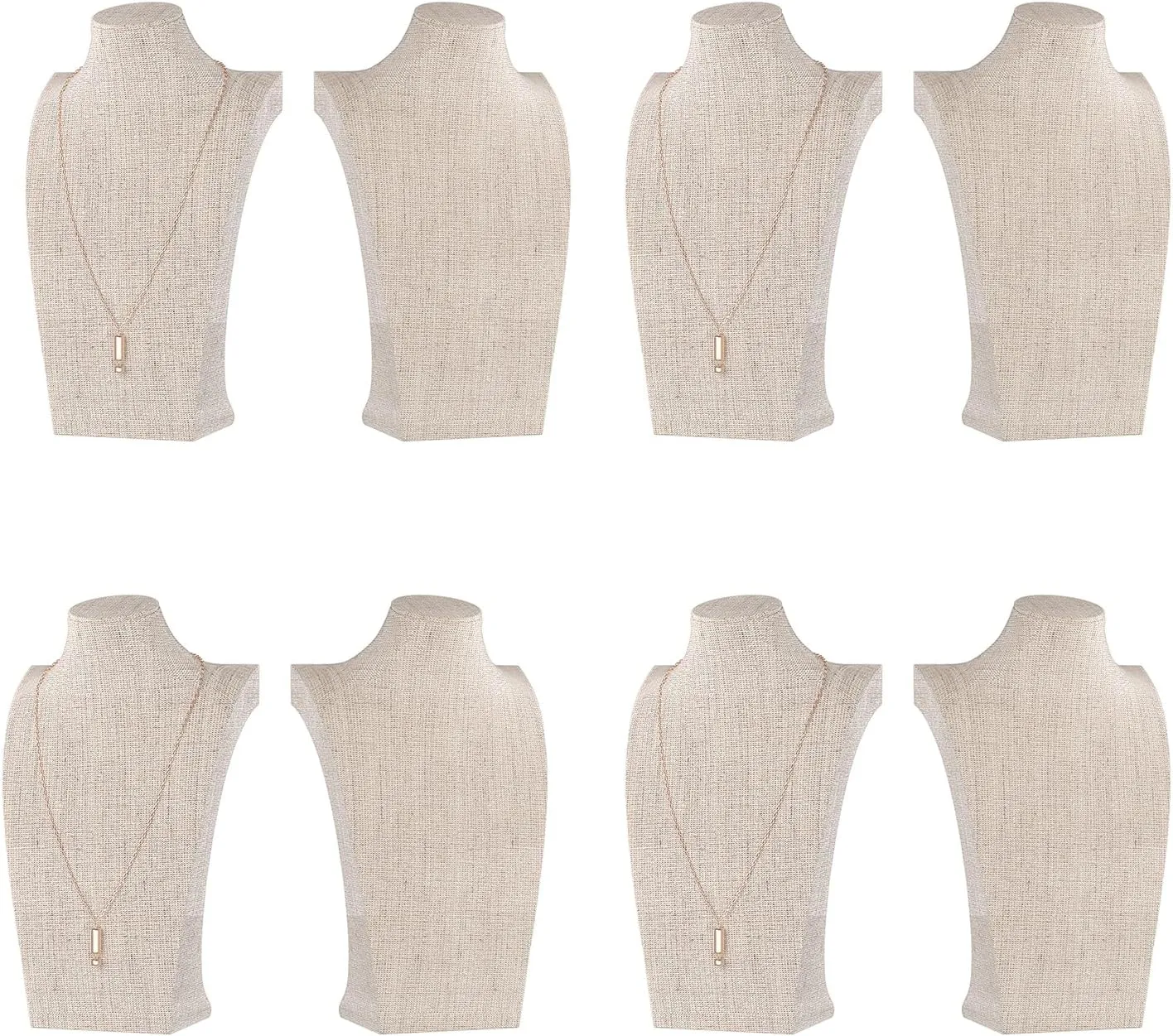 Necklace Bust Display Stand, Bust Necklace Holder, Pendant Chain Organizer for Women (Yellow Linen, S 1PCS)